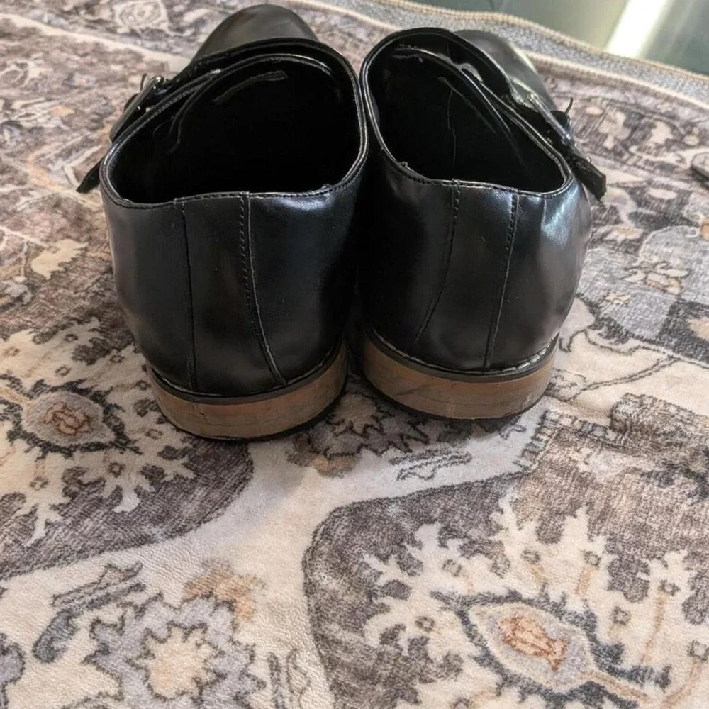Black Dress Church Wedding Shoes Big Boys Size 6 Brogue Stacy Adams Monk Strap